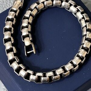 David Yurman Silver Box Chain Bracelet 7mm wide chain box/Length 8”/925 SS